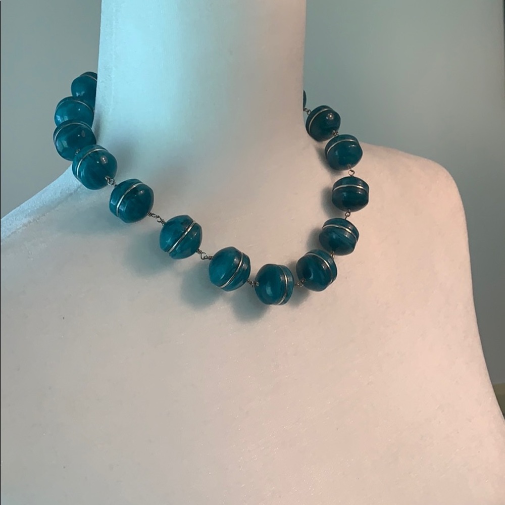 ANN TAYLOR TEAL BEADED NECKLACE - Picture 3 of 6
